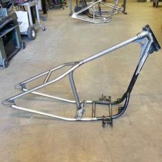 an image of a bike frame in the garage