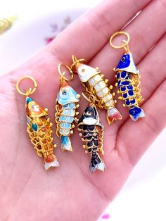 Cloisonne Enamel Koi Fish Charms With Gold Color Ring | Etsy Koi Fish Earrings, Butterfly Jewellery, Cloisonne Jewelry, Unique Butterfly, Gold Color Ring, Dope Jewelry, Cloisonne Enamel, Funky Jewelry, Butterfly Jewelry