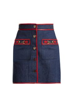 Skirt Gucci, Rok Mini, Denim Outfits, Casual Skirt Outfits, Womenswear Fashion, Denim Skirts