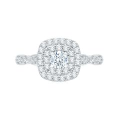 a cushion shaped diamond engagement ring