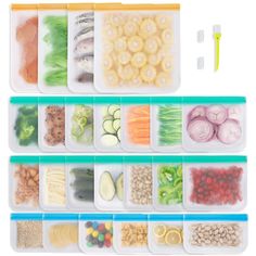 three plastic containers filled with different types of food