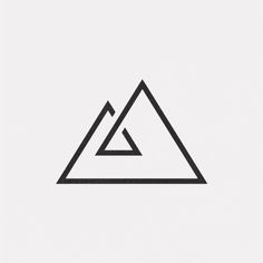 a black and white triangle logo on a white background