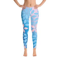 Abstract Blue Flowers Leafs Printed Woman's Leggings // Capris Leggings // Unique Yoga Leggings // Workout Pants // Exercise Pants by lovexy on Etsy Spring Casual Pilates Pants, Summer Gym Blue Leggings, Spring Workout Yoga Pants, Blue Yoga Leggings For Summer, Blue Summer Yoga Leggings, Blue Stretch Activewear For Spring, Blue Summer Workout Leggings, Blue Spring Activewear For Yoga, Blue Stretch Capri Leggings