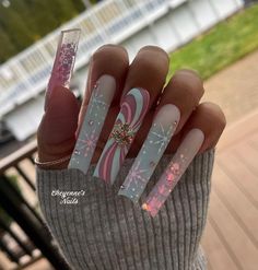 Snowflake Nails, Trendy Winter, Winter Nail Designs, Square Acrylic Nails