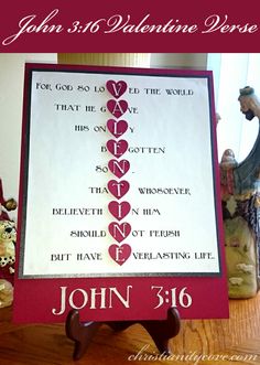 an image of a valentine's day card with the words john 3 16 on it