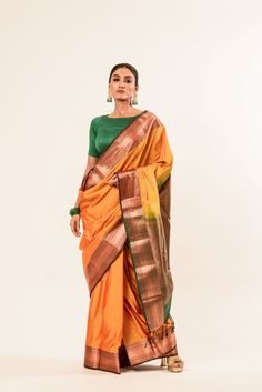 Discover the elegance of our Mustard Yellow Kanjeevaram Silk Saree, featuring intricate Mayil butas in pure gold Zari. This handwoven masterpiece comes with a green and gold border, adorned with Zari detailing. Gold Saree With Temple Jewelry For Diwali, Gold Temple Jewelry Saree For Diwali, Gold Art Silk Dupatta With Tilla, Green Tilla Dupatta For Puja, Ceremonial Gold Tussar Silk Traditional Wear, Gold Tilla Saree For Festivals, Gold Traditional Wear With Tilla Embroidery, Gold Saree For Traditional Ceremonies, Gold Saree With Temple Jewelry For Traditional Ceremonies