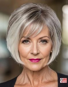 Bob Haircut For Fine Hair Over 50, Stacked Bob Haircut For Fine Hair Bangs, Short Stacked Bobs With Bangs, Feathered Stacked Bob, Grey Bob Hairstyles Over 50 With Fringe, Fine Hair Bobs With Bangs, Layered Bob Square Face, Shags For Fine Hair Over 50, Stacked Bob Hairstyles With Bangs