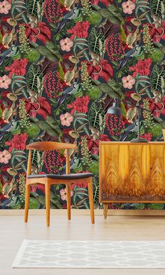 vibrant botanical wallpaper Amazon Wallpaper, Contemporary Wallpaper Designs, Jungle Fever, Go Wallpaper, Wallpaper Uk, Feature Wallpaper, Sophisticated Decor, Jungle Wallpaper, Tropical Wallpaper