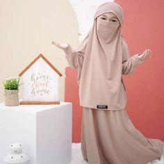 Assalamualaikum mom..  Alhamdulillah  the best seller FK Aisyah Set is now ready again with a new color and ready from a small size too ...  ❤️ Let's teach your little one to wear a headscarf from an early age ❤️ . ️ New FK Aisyah set made of premium jersey material ️Short sleeve loose shirt with Japanese zipper on the back  ️The khimar blends with the arm and can be used as a veil at the same time .  Detail size French Khimar Aisyah Set *size S 1-2 years Bust 30 cm Dress length 60 cm  *size M 2 Long Sleeve Pink Khimar For Eid, French Khimar, Girls Robes, Loose Shirt, Loose Shirts, Abayas Fashion, Head Scarf, Best Seller, Being Used