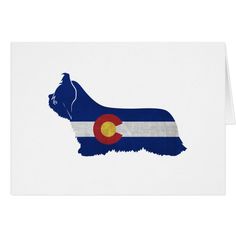 a greeting card with the flag of colorado and a dog's silhouette on it