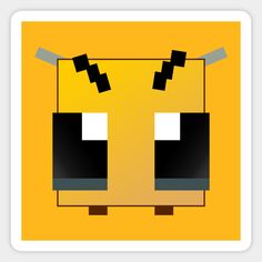 a yellow square with black and white squares in the shape of a robot's head