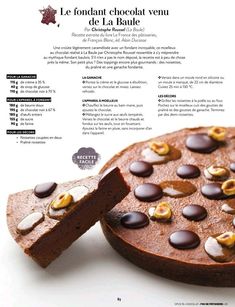 an advertisement with chocolates and nuts on it for the french restaurant le fondant chocolat ven de la baule