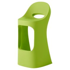 a lime green plastic chair on a white background