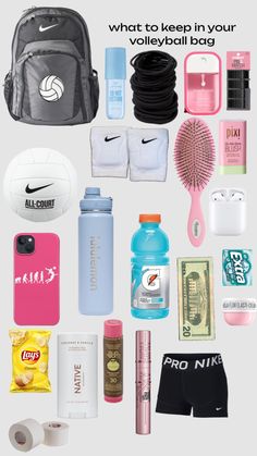 the contents of a backpack are shown in this graphic above it is an image of various items that can be used for personal care