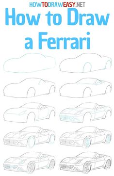 how to draw a ferrari car in 3 easy steps with step by step instructions for beginners