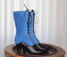 Victorian Boots , Black and Navy Victorian Boots ,  leather Ankle Boots , Granny Boots , Historical Boots , Festival boots , OOAK boots Boho Boots Bohemian, Burning Man Boots, Edwardian Boots, Armor Boots, Boots Wedding, Two Tone Boots, Retro Boots, Festival Boots, Granny Boots