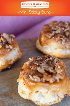 mini sticky buns with nuts on top