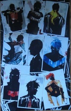 the silhouettes of different people are shown on this piece of paper with black and white images