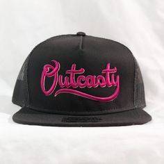 Outcasty Flat Bill Snapback 3D Puff Embroidery (PINK)Embroidery Size 5"W x 2.25"HAvailable in - Charcoal Gray Mesh Snapback- Hawaiian Pattern Mesh Snapback- Black Bill, Charcoal Gray Wool Snapback- Heather Gray Wool Snapback- Heather Black Wool Snapback Puff Embroidery, Hawaiian Pattern, Pink Embroidery, Cap Designs, Printed Bags, Heather Black, Black Wool, Charcoal Gray, Weekender Bag