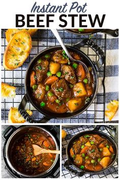 instant pot beef stew with potatoes and peas