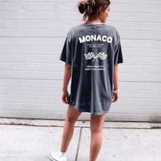 Welcome to Grand Prix Fanatics! Whether you are an F1 fanatic or just want to represent the sport, you can be sure to make a statement with these unique Formula 1 racing inspired tees. Trendy racing apparel that is of good quality at an affordable price. Show love for the Monaco Grand Prix with this Comfort Colors unisex t-shirt, available in colors Grey, Pepper, and Black. Made from 100% ring-spun cotton, this t-shirt offers ultimate comfort and a relaxed fit. The medium weight fabric is soft-washed and garment-dyed to ensure a cozy feel, while the double-needle stitching throughout the tee ensures its durability. The graphic is high-quality screen printed to be durable and long-lasting! If you have any questions, please don't hesitate to get in touch. I appreciate your support! .: 100% r Casual Short Sleeve T-shirt For Motorsport Events, Racing Style Crew Neck T-shirt For Streetwear, Racing Style Letter Print Top For Sports Events, Racing Style T-shirt With Letter Print And Crew Neck, Racing Style Top With Letter Print For Sports Events, Racing Style Tops With Letter Print For Sports Events, Sporty Tops With Letter Print For Motorsport Events, Casual White Tops For Motorsport Events, Racing Style Letter Print T-shirt For Motorsport Events