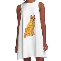 Loose-fit, mid-length sleeveless dress with silky handfeel. Printed on both sides. Machine washable. Size range XS-2XL. Yellow Cat, Dress Yellow, Woven Dress, Dress For Sale, Cat Print, Dress Fabric, Mid Length, Dresses For Sale, A Line Dress