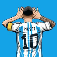 a soccer player with his hands on his head and the number 10 on his shirt