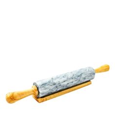 a marble and wood rolling pin on a white background