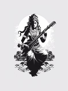 Canvas Painting Quotes, Saraswati Devi, Hindu Goddess, Glowing Art, Vedic Art, Face Sketch, Mythology Art