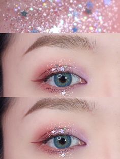 Party Eye Makeup, Holographic Makeup, Glitter Makeup Looks, Kawaii Makeup, Matte Eyeshadow Palette, Makeup Eyes, Glam Look