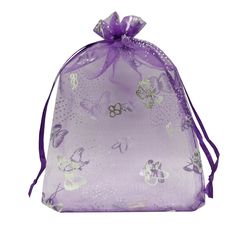 a purple organ bag with butterflies on it