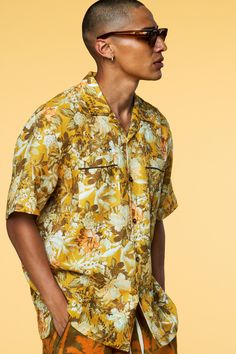 Description Inspired by traditional tapestry florals, our custom Botanical design is offered in short-sleeve in the perfect shade of yellow. Pair it with our Botanical Floral lounge trouser as a matching set or mix it with our pairing recommendations. Relaxed Fit Yellow Printed Hawaiian Shirt, Yellow Cotton Hawaiian Shirt With Floral Print, Yellow Hawaiian Shirt With Camp Collar For Spring, Yellow Cotton Hawaiian Shirt With Camp Collar, Yellow Camp Collar Hawaiian Shirt For Spring, Yellow Hawaiian Camp Shirt With Camp Collar, Yellow Camp Shirt With Relaxed Fit, Yellow Camp Shirt With Relaxed Fit And Camp Collar, Yellow Floral Print Hawaiian Shirt For Summer