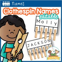 clothespin names editable for children to use with their name tags and clippings