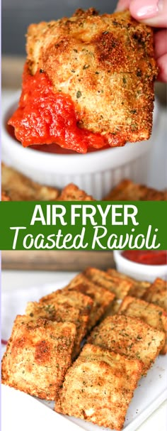 this air fryer toasted ravioli is so good and easy to make it looks delicious