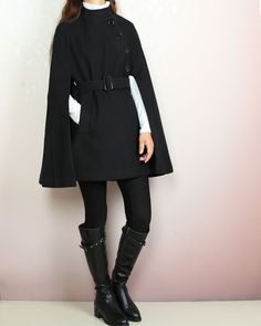 * A cool and long woolen cape coat, very elegant. * With black buttons and fully lined with lining. * Material: 50% wool, 50% polyester. Shop sizing chart FYI ( actual body figures, not laying flat clothes measurements) Size XS (US 2, UK 6, German 32, French 34) Bust: fits bust around 33.5 inches/85cm Waist: fits waist around 26 inches/66cm Hips: fits hips around 36 inches/91cm Size S (US 6, UK 10, German 36, French 38) Bust: fits bust around 35.5 inches/90cm Waist: fits waist around 28 inches/7 Wool Long Coat Cape For Winter, Elegant Long Coat Cape For Winter, Winter Wool Long Cape Coat, Fall Wool Cape Coat For Work, Winter Wool Cape, Chic Fall Capelet, Elegant Fall Poncho Cape, Elegant Black Cape Outerwear, Elegant Winter Long Coat Cape