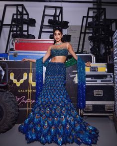 Jhanvi Kapoor, Feather Skirt, Indian Wedding Hairstyles, Peacock Color, The Jam, Manish Malhotra