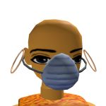 a cartoon character with a nose mask and an orange shirt