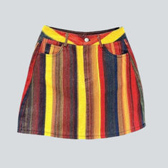 Introducing the 2023 Spring-Summer Collection's must-have item the sanded year-2000 mini women's denim skirt with vertical stripes! An ode to the millennium's iconic couture scene. this skirt is the perfect blend of quintessential and modern street style.Why You'll Fall In LoveMeticulously tailored for the couture fashionista with a penchant for nostalgia. this skirt is designed to make heads turn and hearts flutter. Every detail. from its painted vertical stripes to its mid-waist fit. promises Summer Striped Cotton Skirt, Striped Cotton Skirt For Summer, High Waist Striped Summer Skirt, Summer High Waist Striped Skirt, High Waist Striped Skirt For Summer, Casual Striped Mini Skirt For Summer, Trendy Striped Mini Skirt For Summer, Casual Cotton Skirt With Vertical Stripes, Striped Summer Skirt