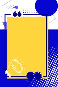 an abstract blue and yellow background with various objects