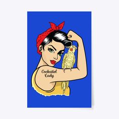 a woman with an owl on her shoulder and the words cocktail lady written on it