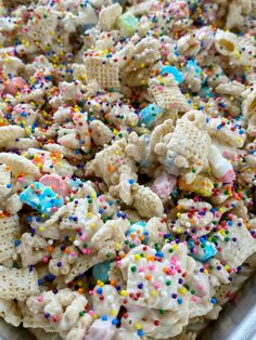 a tray filled with cereal and sprinkles