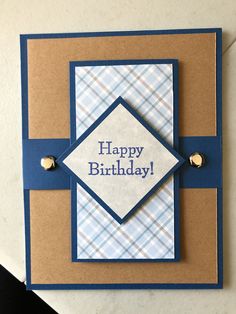 a happy birthday card made with plaid paper