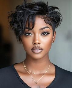 51 Stunning Short Haircuts For Black Women: Embrace Your Natural Beauty Short Unique Haircuts, Baby Hair Styling, Short Choppy Layers, Fav Hairstyles, Red Copper Hair Color, Short Box Braids Hairstyles