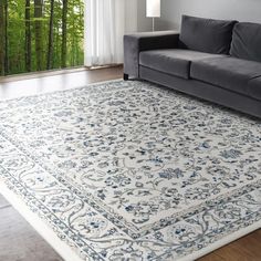 Briele Area Rug White Area Rug Bedroom, Floral Rugs Living Room, Blue Sofas Living Room, Cream Living Rooms, Area Room Rugs, Floral Area Rug, Calligraphy Wall Art, 5x7 Area Rug, Cream Area Rug