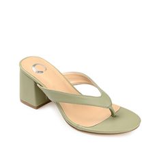 Journee Collection-Alika Sandal The Alika thong sandal from Journee Collection gives a style boost to your casual summer wardrobe. This thong strap offers easy style and wearability, while the block heel lends an elevated look. Summer T-strap Sandals With Heel Loop And Block Heel, Spring Beach T-strap Sandals With Block Heel, Summer Beach T-strap Sandals With Block Heel, Summer T-strap Sandals With Block Heel And Heel Loop, Trendy Green Block Heel Sandals, Spring T-strap Sandals With Stacked Block Heel, Chic T-strap Sandals With Block Heel For Summer, Green Block Heel Sandals For Summer, Summer T-strap Sandals With Block Heel