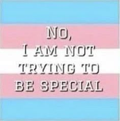 a pink and blue striped sign that says, no i am not trying to be special