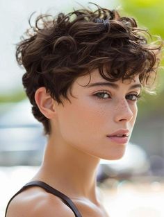 Short Wavy Pixie Haircut, Pixie Cut For Curly Hair, Pixie Wavy Hair, Ruby Hair, Short Haircuts For Curly Hair, 2024 Haircut, Pixie Cut Curly Hair, Goal Aesthetic, Very Short Pixie Cuts