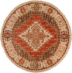 Zeus Rust/Beige Round Rug Surya Rug, Ancient Designs, Rich Color Palette, Plush Rug, Area Rug Collections, Round Area Rugs, Yellow Rug, Traditional Area Rugs, Area Rugs For Sale