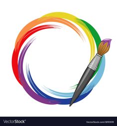 a paintbrush with rainbow colors in the background stock photo - image 349784