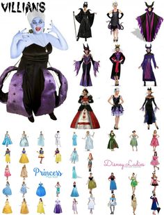 many different costumes are shown for the dolls in this image, including male and female characters